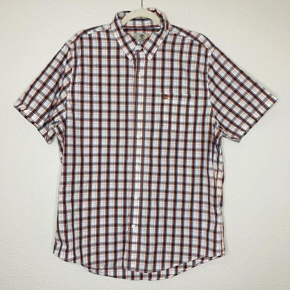 Timberland Size Large Men’s Plaid Short Sleeves Button Down Shirt - Picture 1 of 11